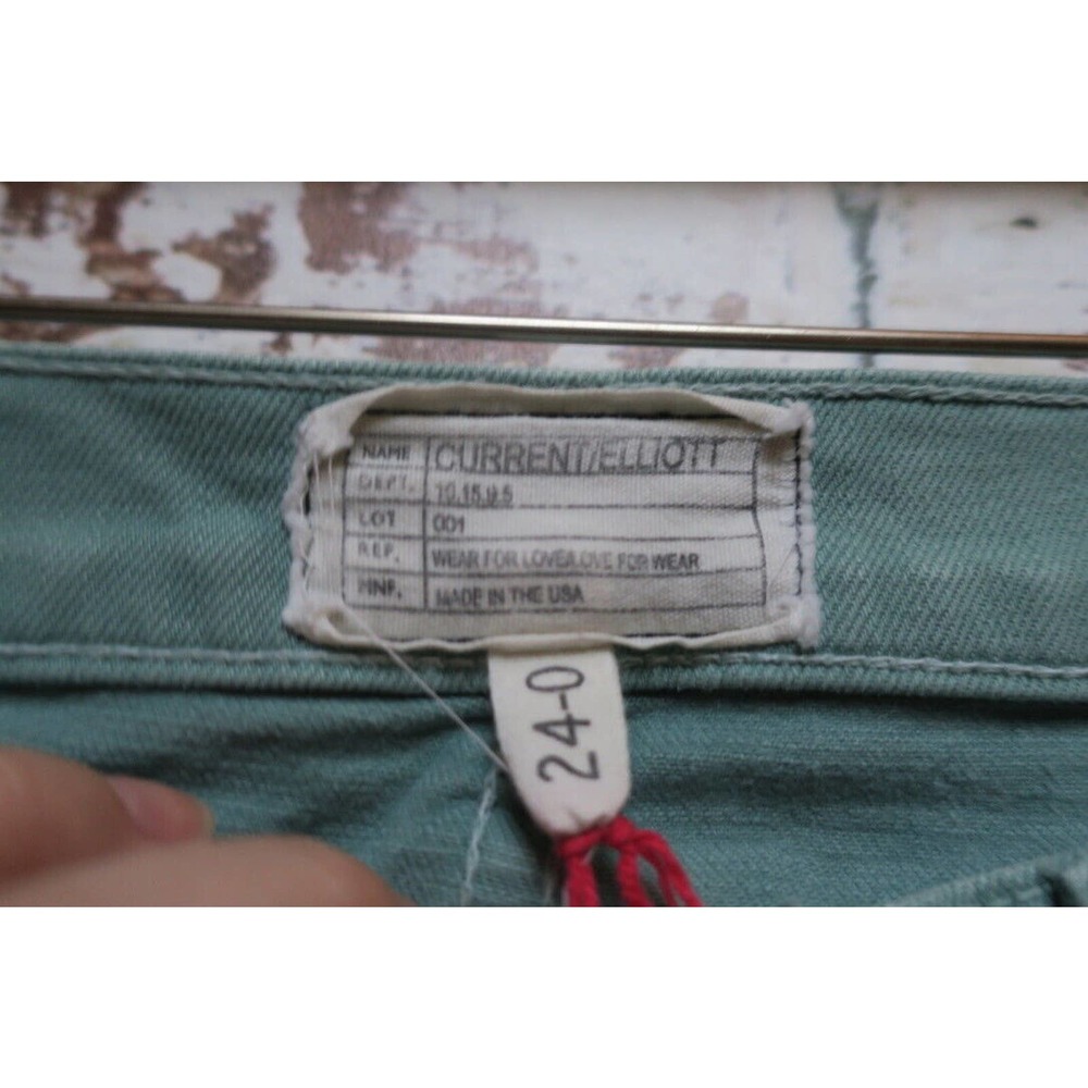 Current/Elliott The Zip Stiletto Faded Teal Cotton Stretch Skinny Jeans - Picture 6 of 8